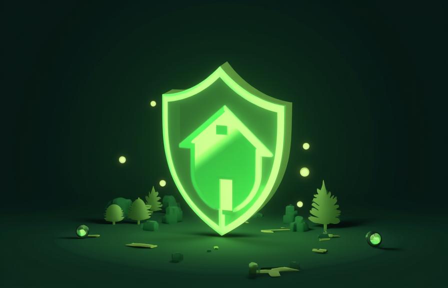 Casa protegida con escudo verde